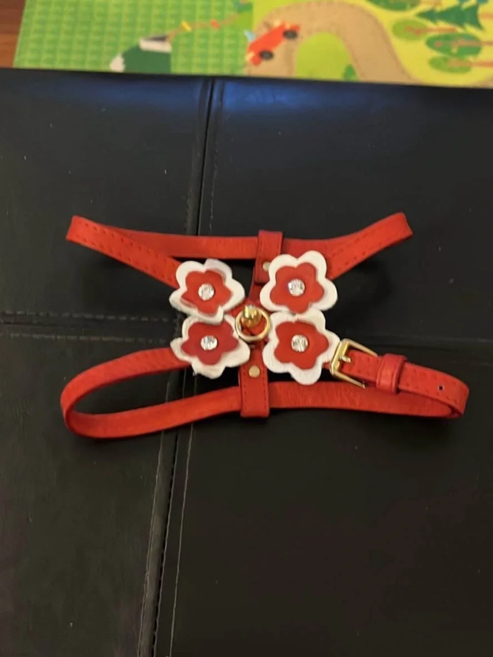 Red leather Dog Harness